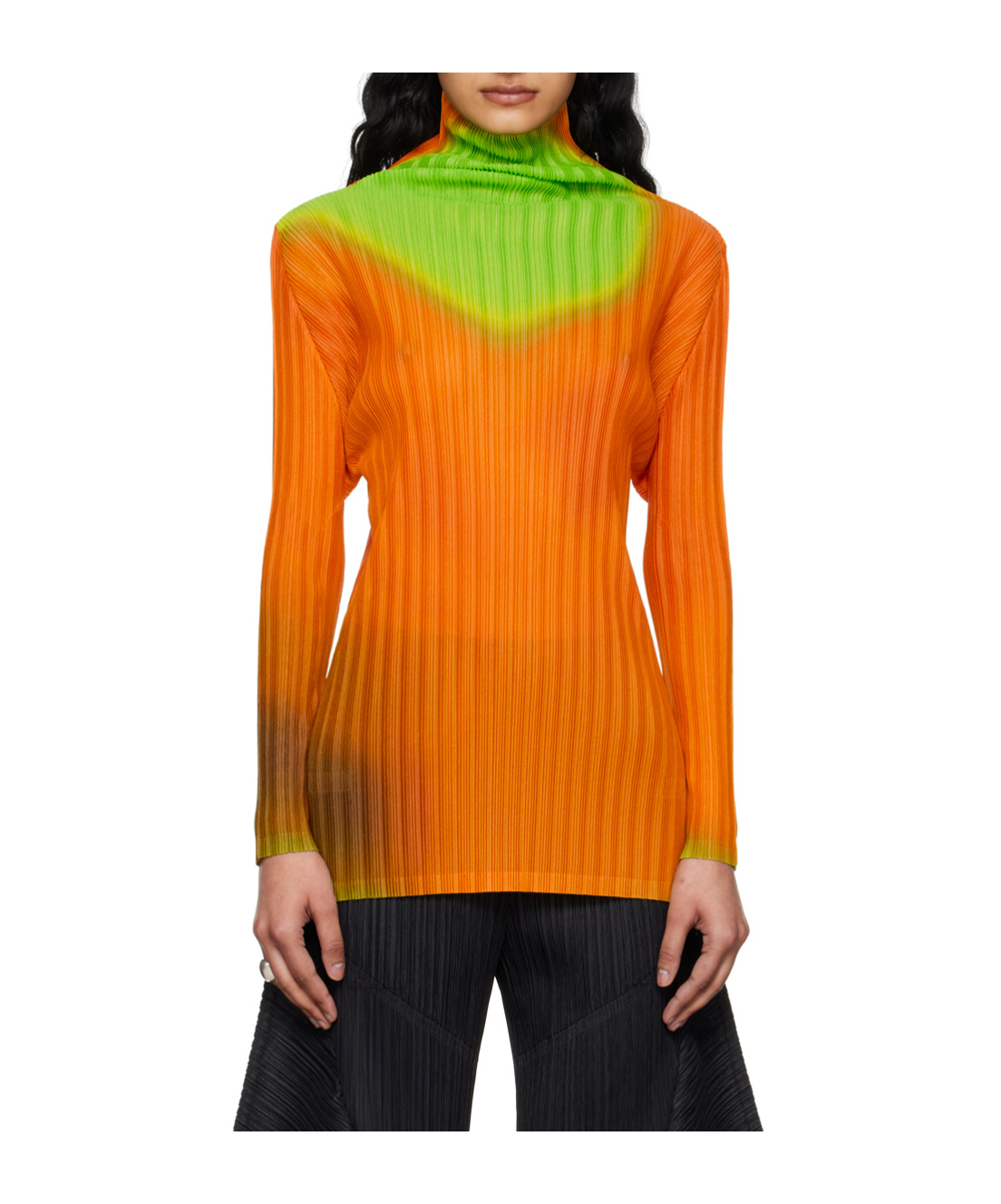 Issey Miyake Orange Melty Rib Turtleneck In Orange