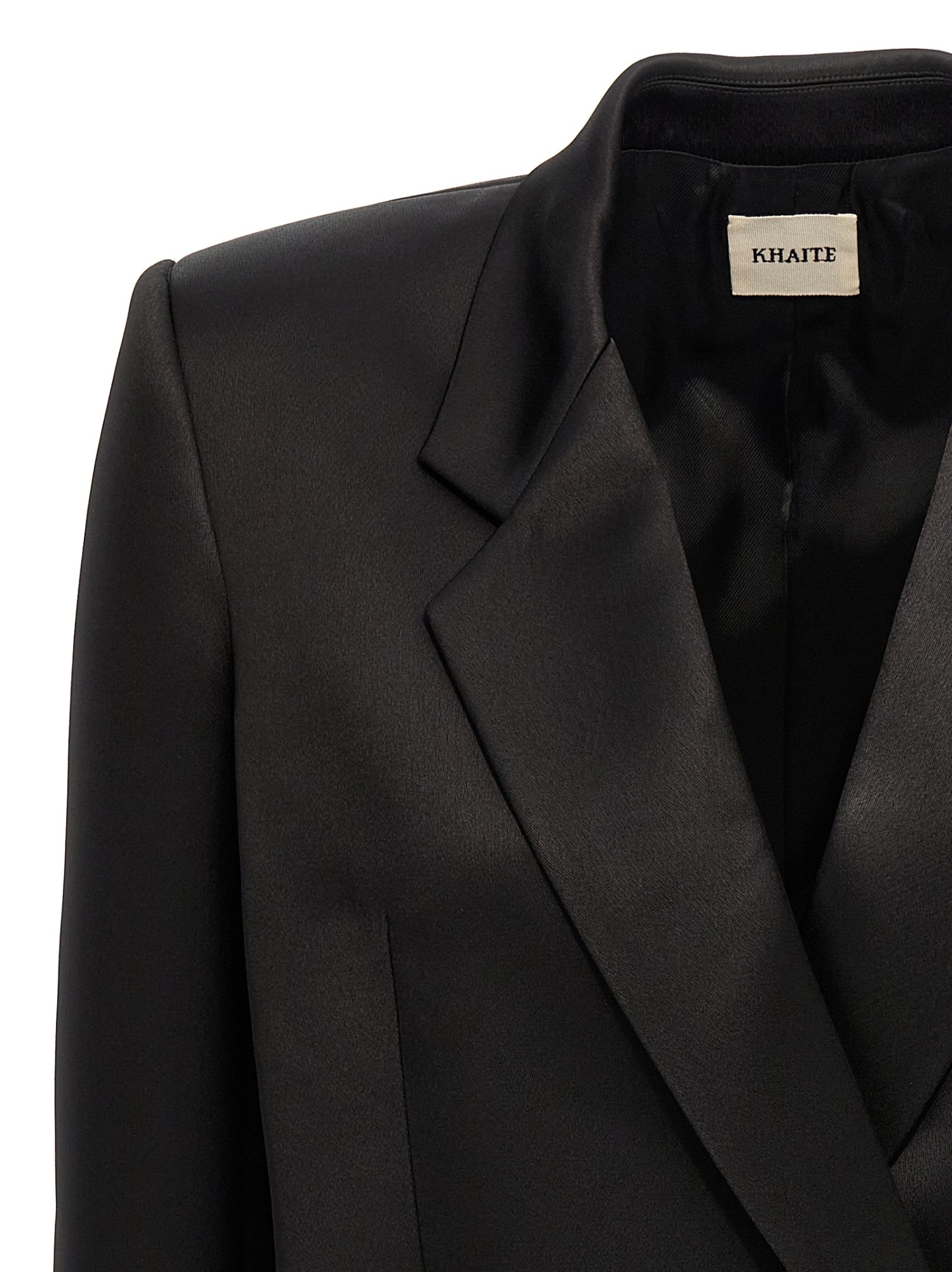 Khaite Willow Double-breasted Mikado Blazer In Black