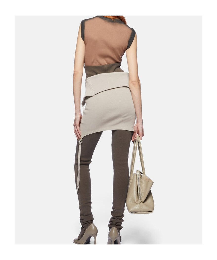 Attico Beige Sleeveless Crewneck Top With Contrasting Logo Embroidery On The Front In Cotton Woman In Nude