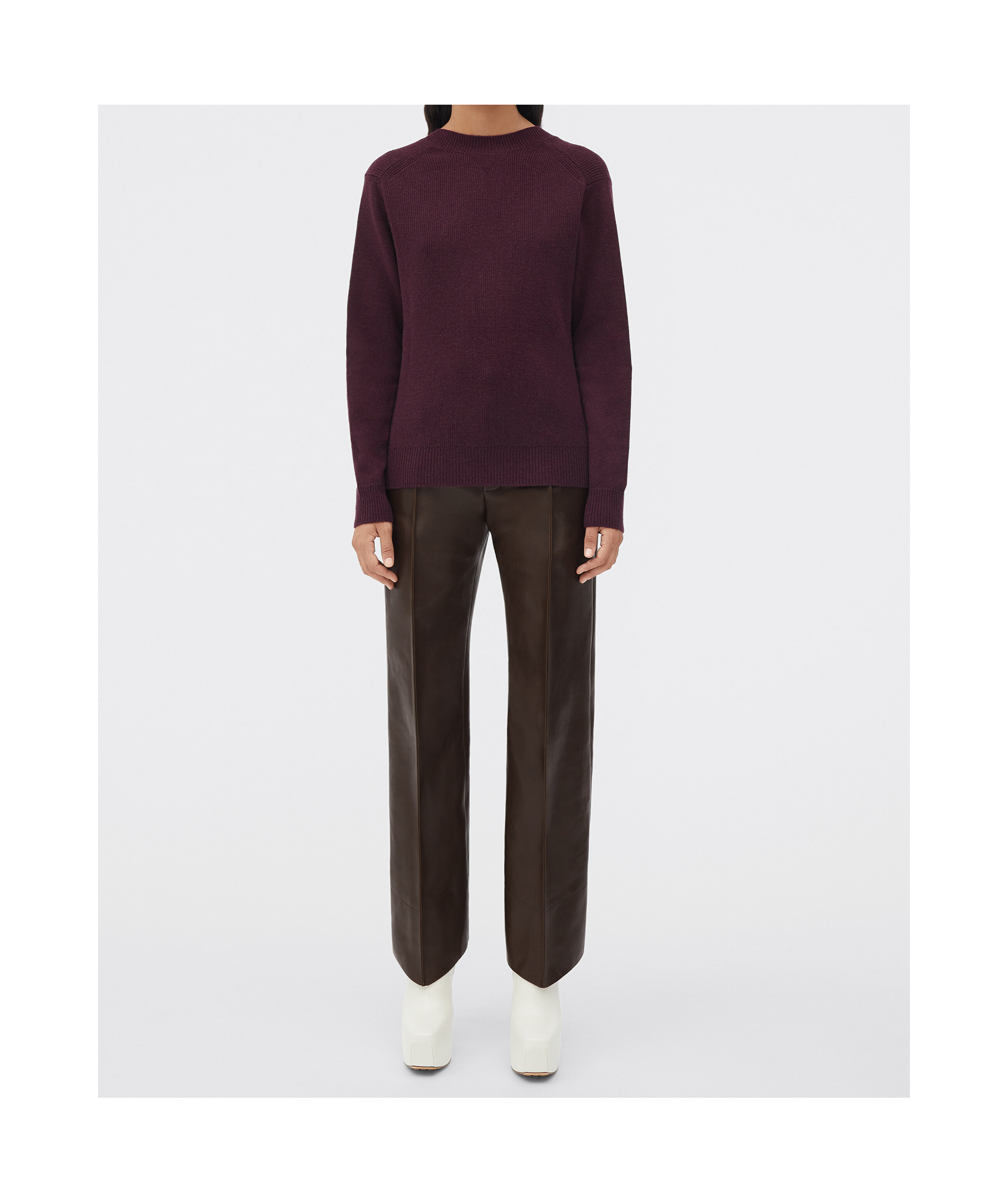 Bottega Veneta Maroon V Neck Sweater In Black