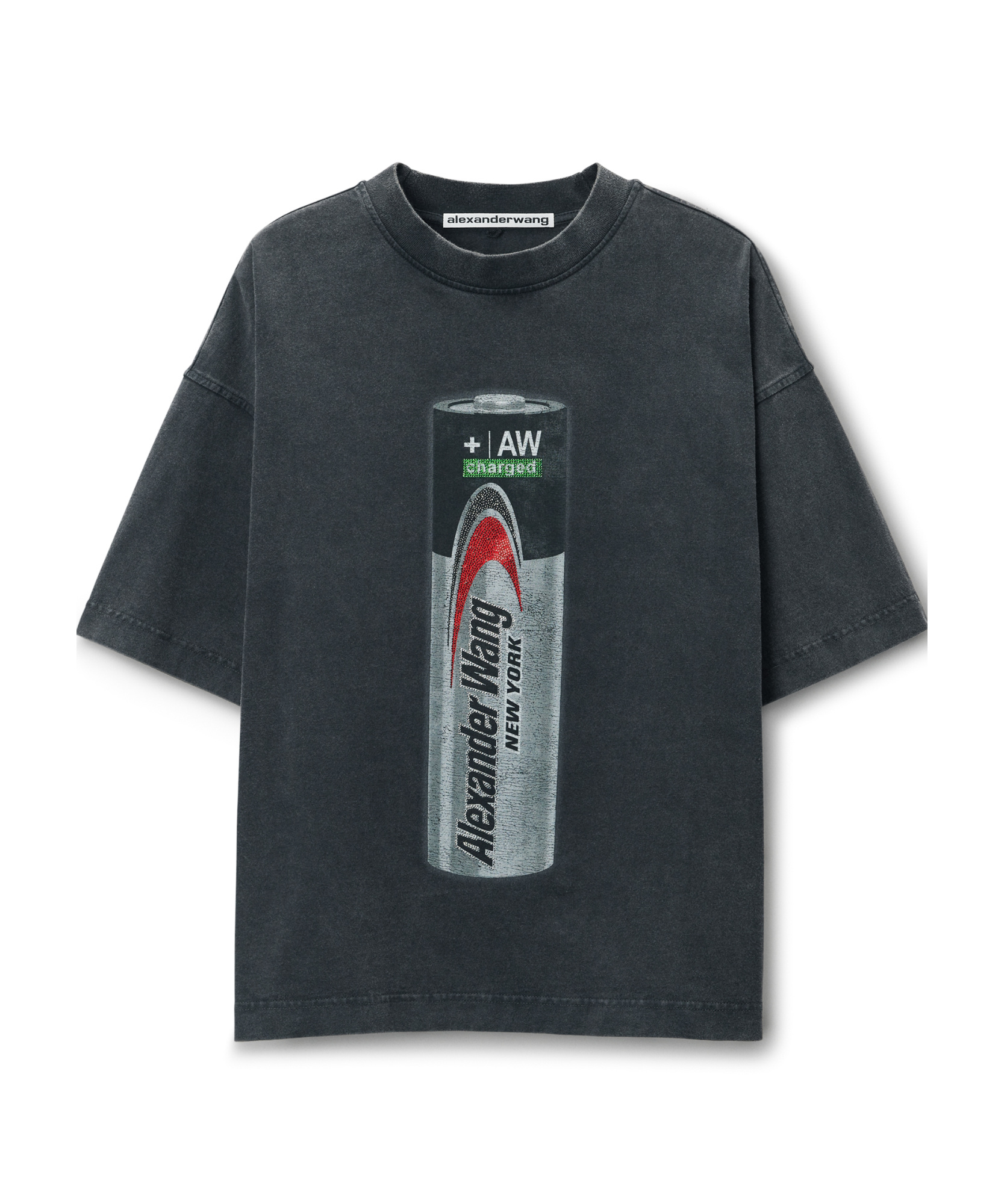Alexander Wang Black Battery Logo-print Graphic T-shirt In Black