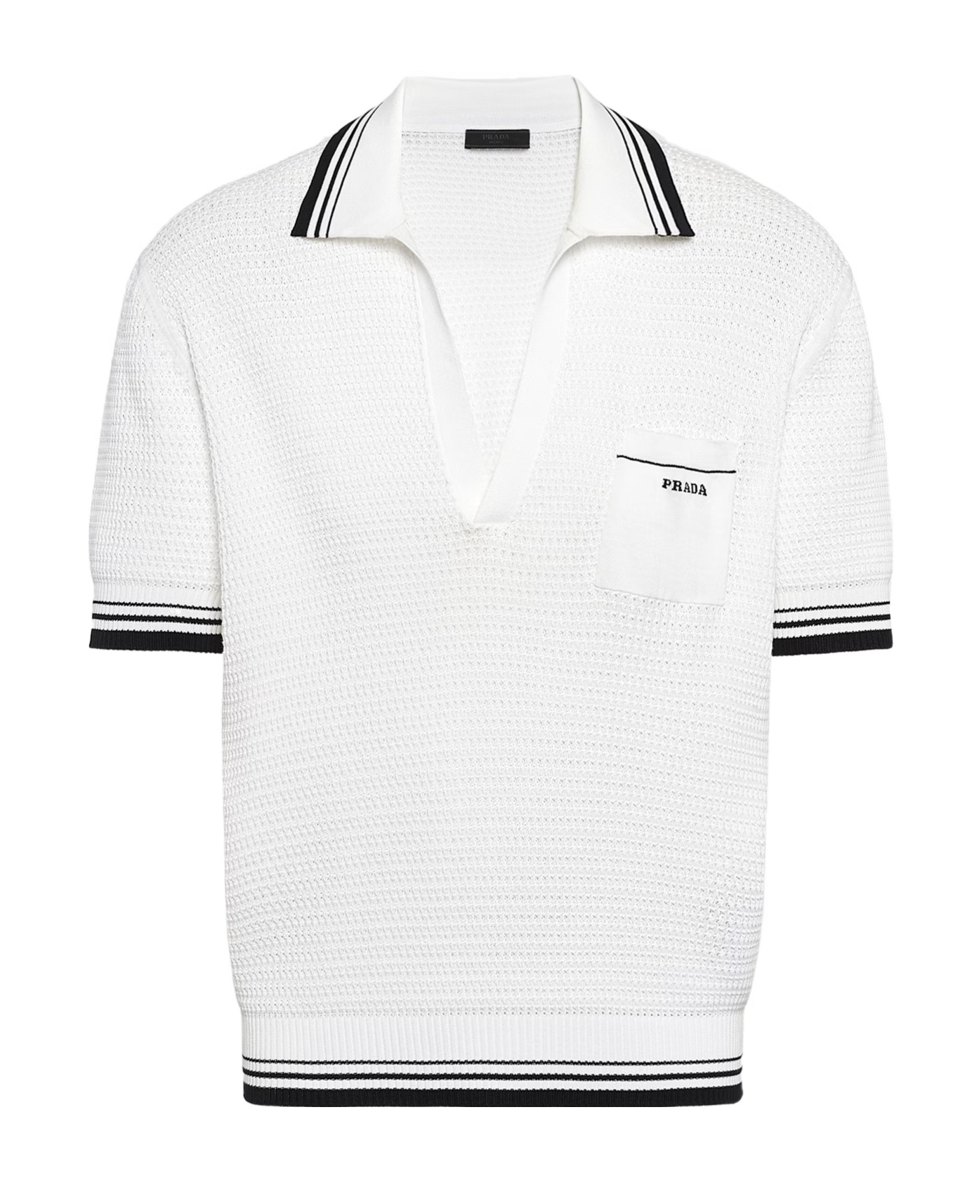 Prada Logo-intarsia Polo Top In White