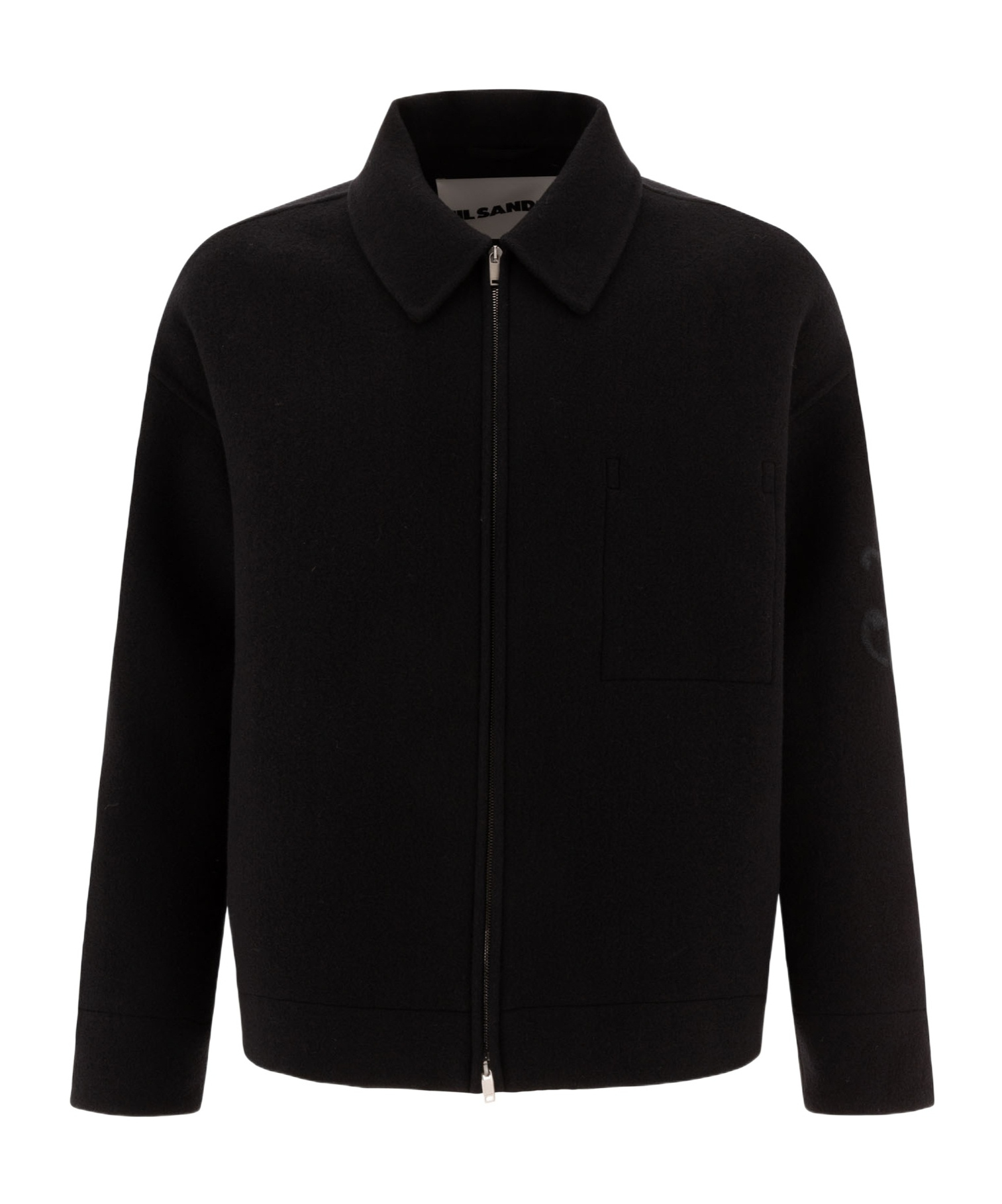 Jil Sander Zipped Up Wool Jacket In Black