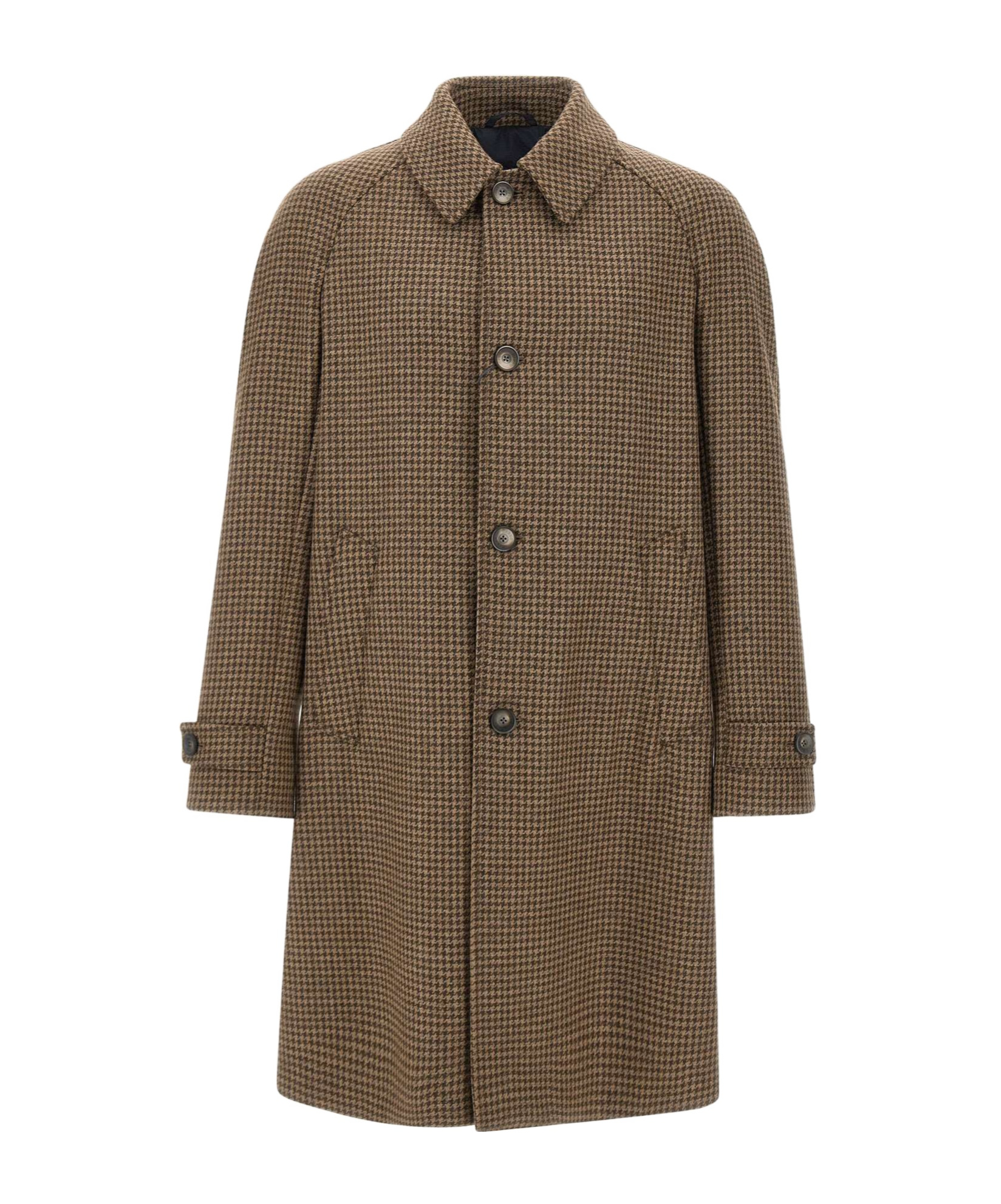 Herno Coat In Houndstooth Melton In Brown