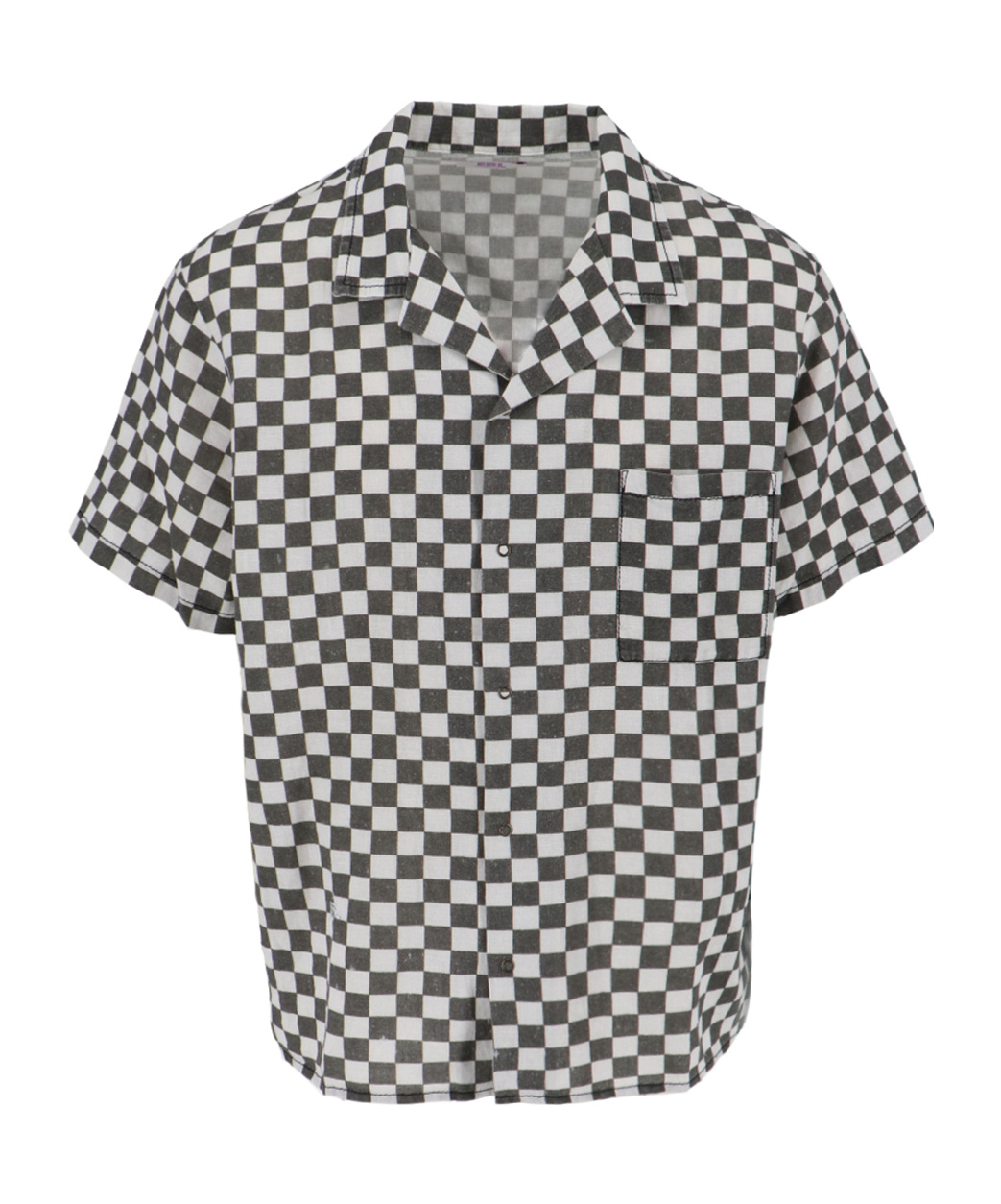 Erl Black And White Bowling Shirt With Check Motif In Black