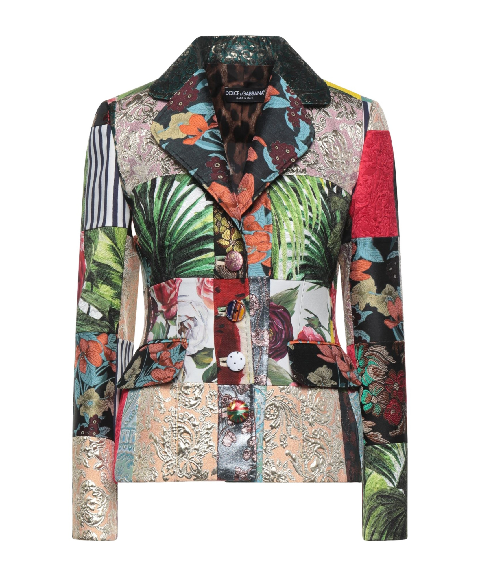 Dolce & Gabbana Floral Print Long Sleeve Coat In Multicolor