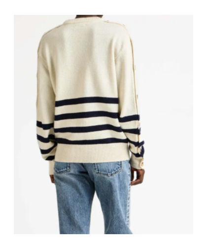 Jw Anderson Womens Buttoned Sleeve Breton Jumper In Ivory In Neutral