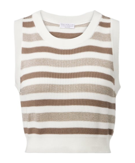 Brunello Cucinelli Striped Cotton Sweater Vest In Multi