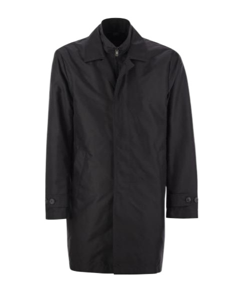 Fay Morning Waterproof Coat With High Collar In Black
