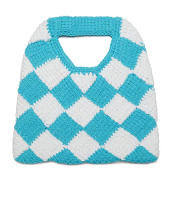 Marni Diamond Checked Crochet Bag In White