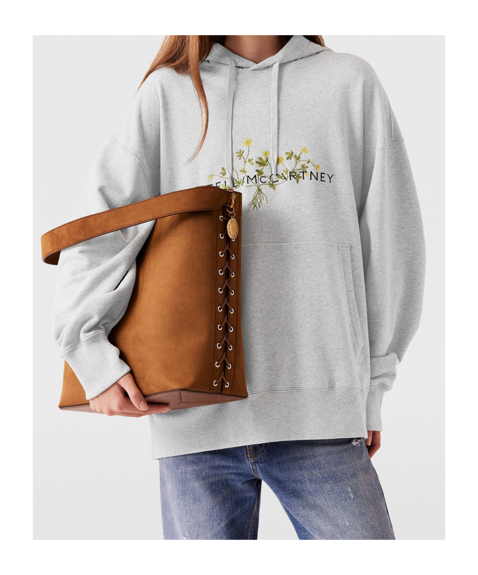 Shop Stella Mccartney Floral Embroidered Logo Hoodie In White