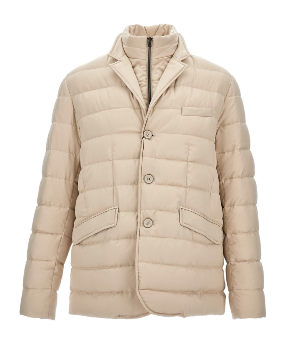 Herno Quilted Button-fastening Padded Jacket In Neutral