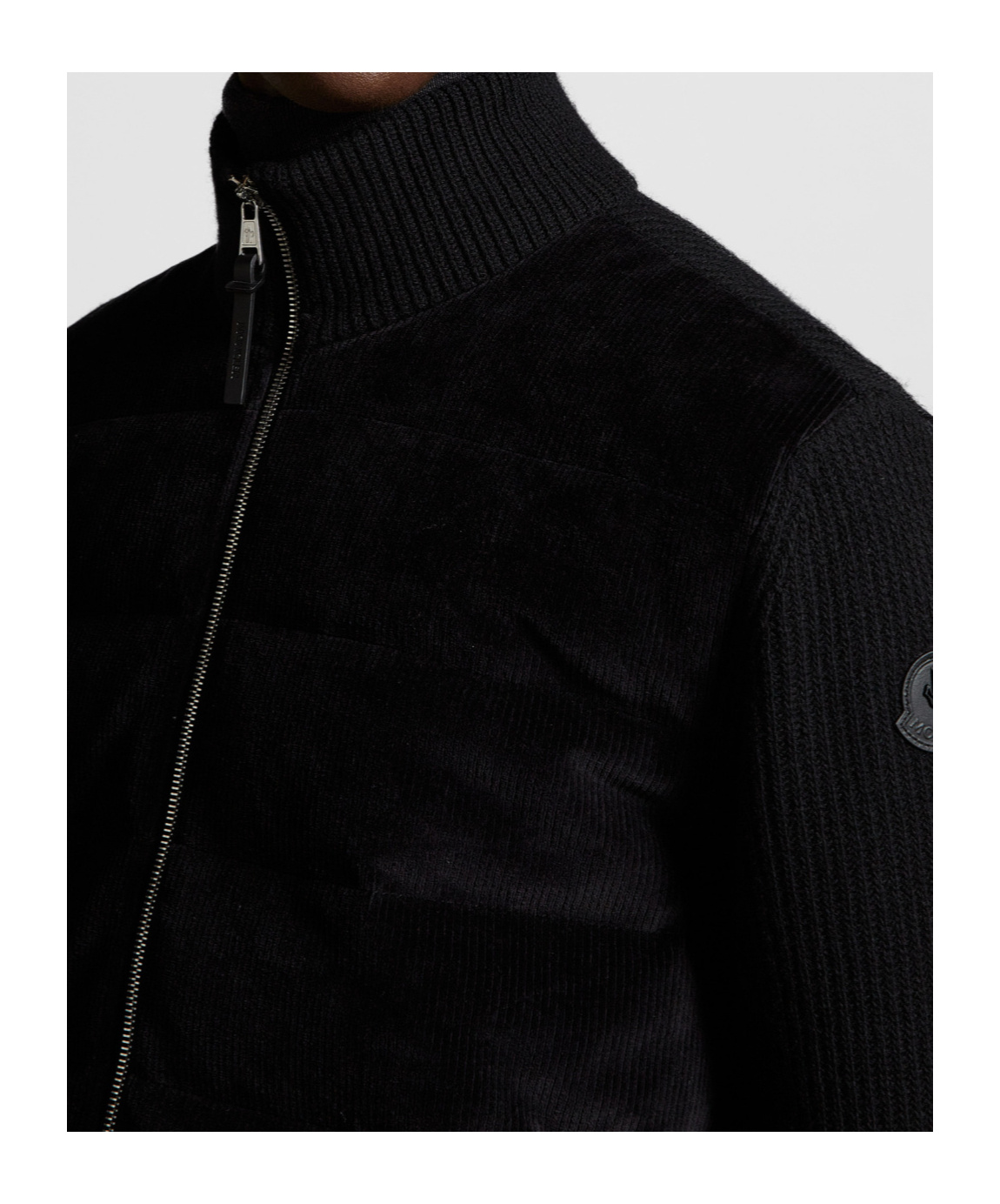 Moncler Padded Wool Cardigan Down Jacket In Black