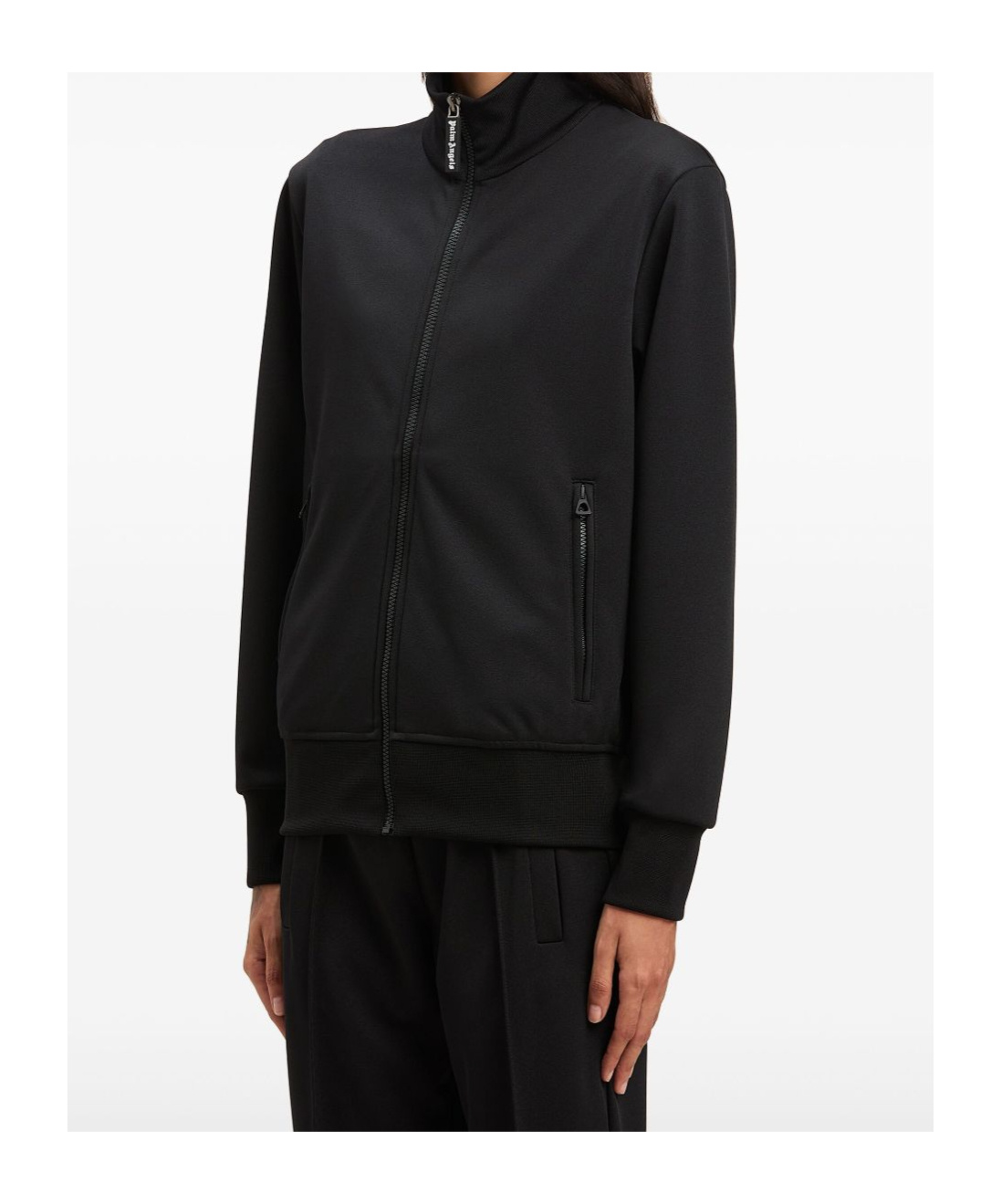Palm Angels Curved Logo Track Jacket In Black