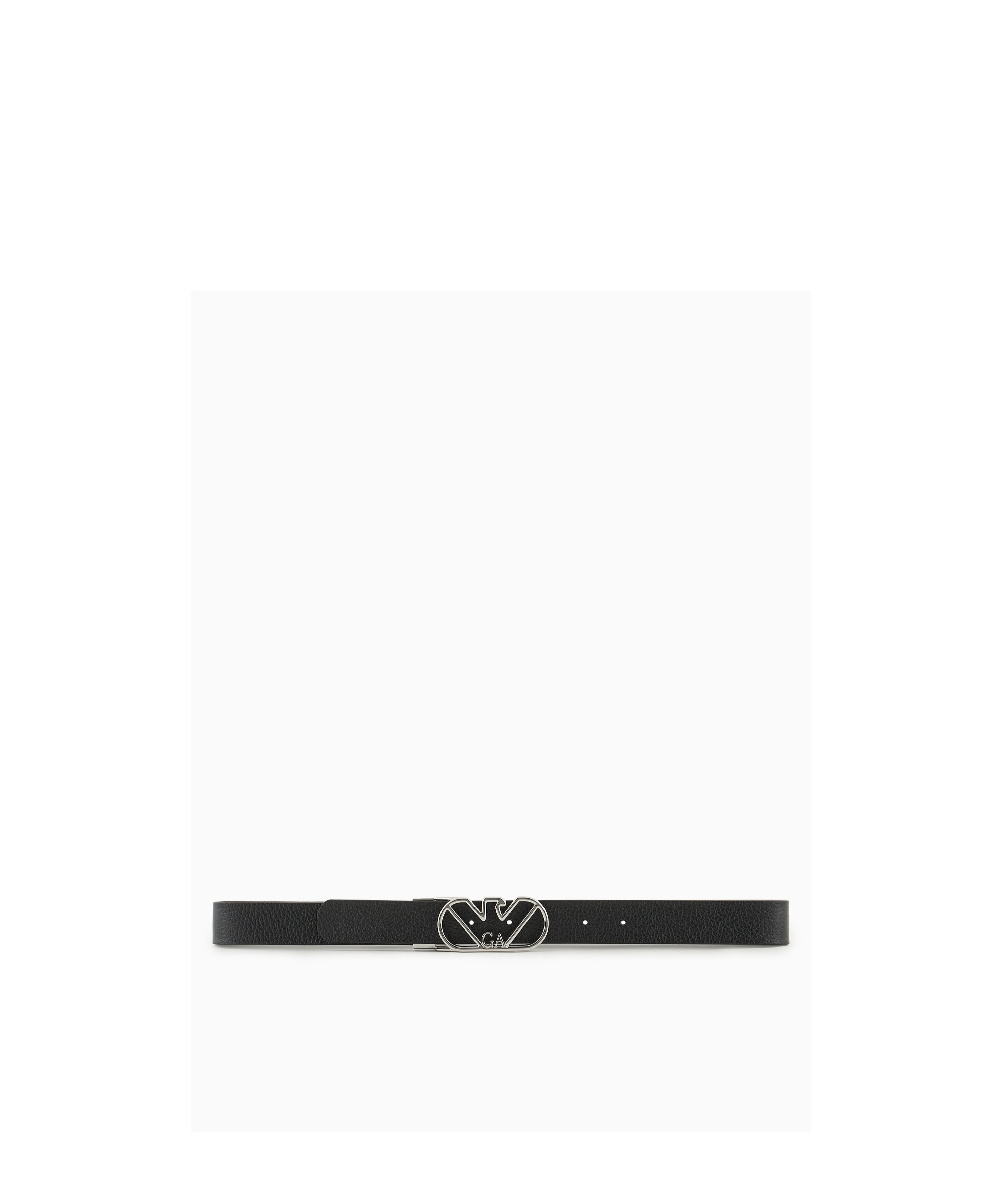 Emporio Armani Official Store Reversible Belt In Deer-print Leather With Eagle Buckle In Black