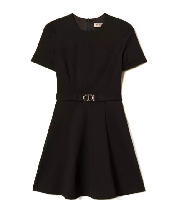 Twinset Robe Courte Avec Boucle Oval T In Black