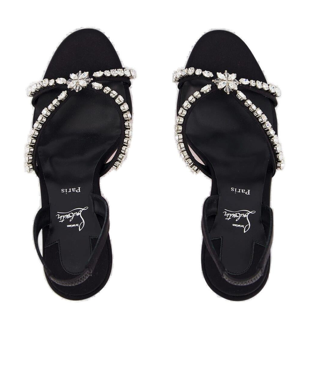 Christian Louboutin Emilia Embellished Red Sole Halter Sandals In Black