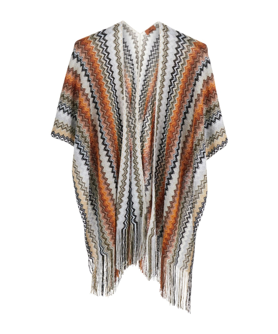 MISSONI MULTICOLOR CAPE WITH FRINGED HEM