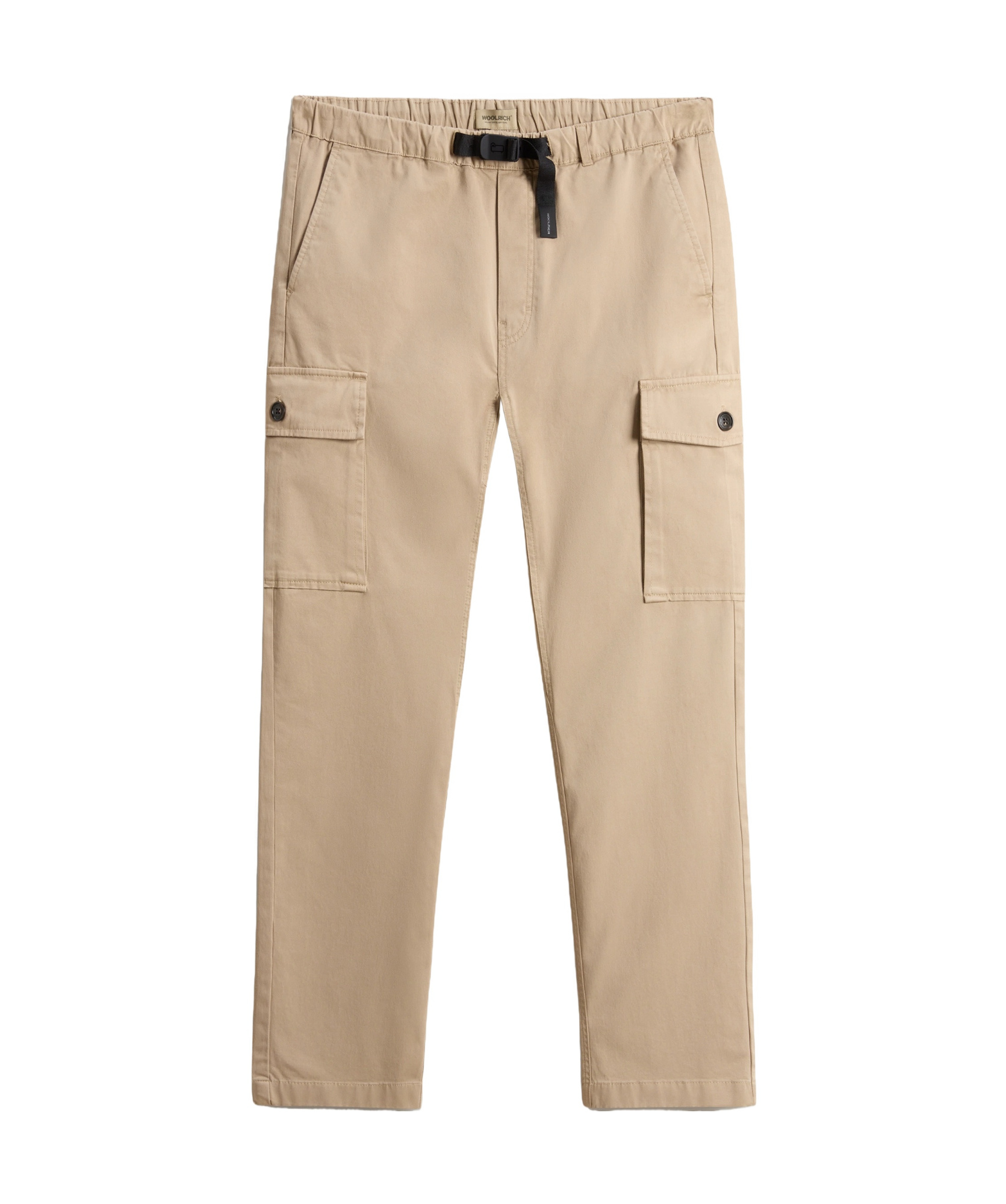 Woolrich Garment-dyed Cargo Pants With Belt In White Pepper