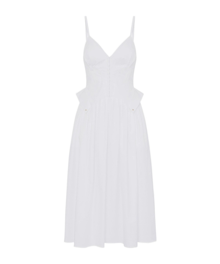 Shop Elisabetta Franchi Flared Midi Dress In White