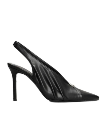 Courrèges Draped Faux Leather Slingbacks In Black