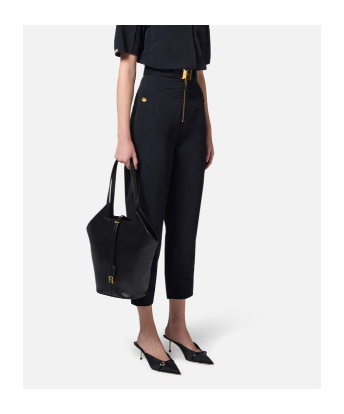 Elisabetta Franchi Black Technical Sailing Pants In Black