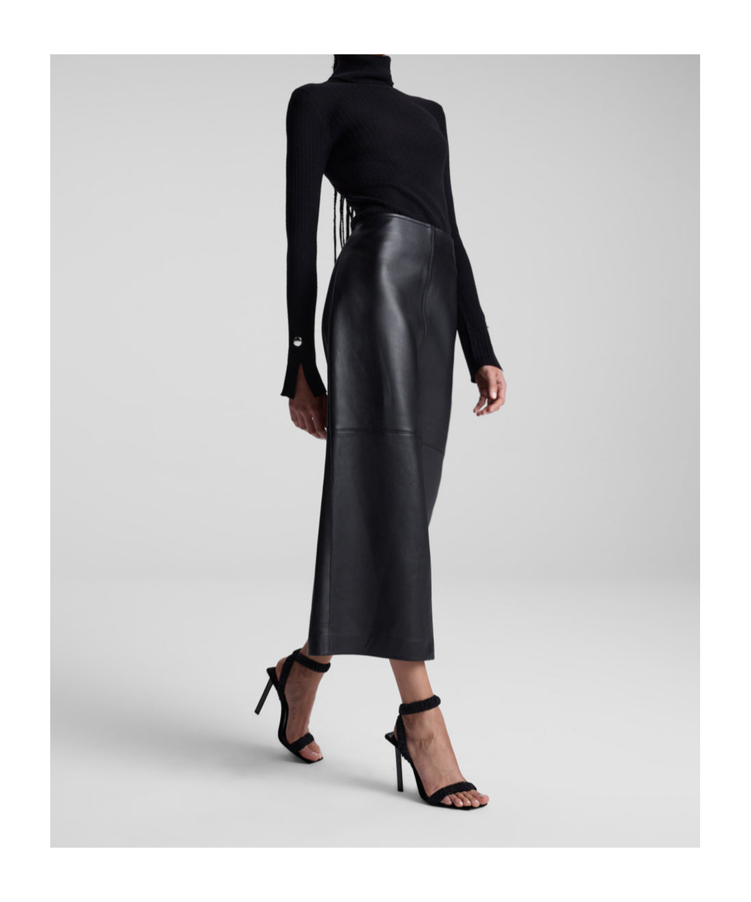 A.l.c A. L.c. Marta Leather Midi Skirt In Black