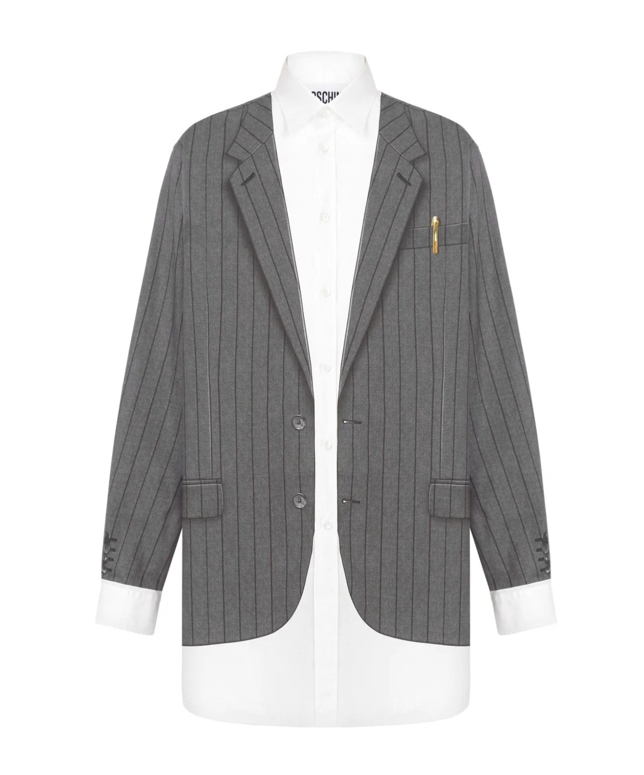 Moschino Striped Shirt In Gray