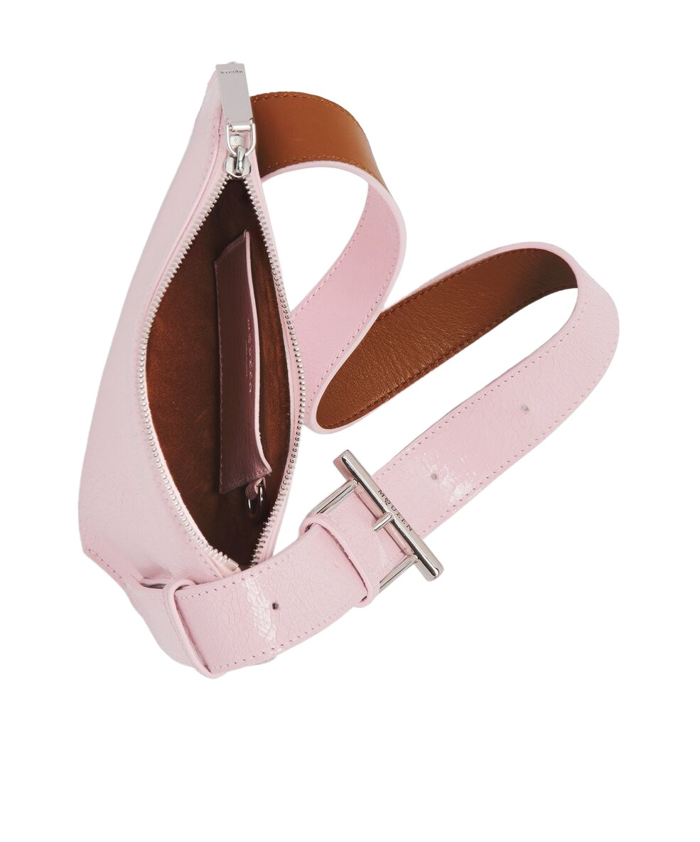 Alexander Mcqueen Pink Leather Sling T-bar Crossbody Bag In Pink