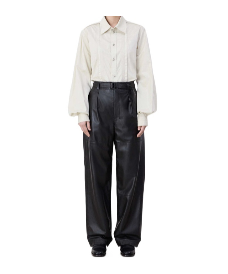 Lemaire Leather Pants With Bag In Black