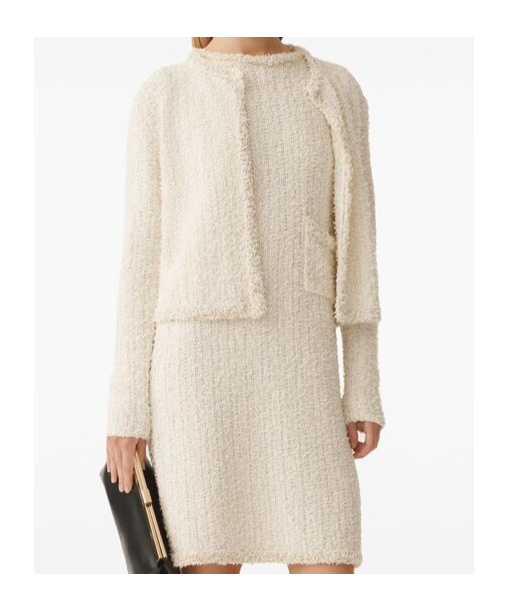 Fabiana Filippi Fringe-trim Sequin Tweed Cardigan In White