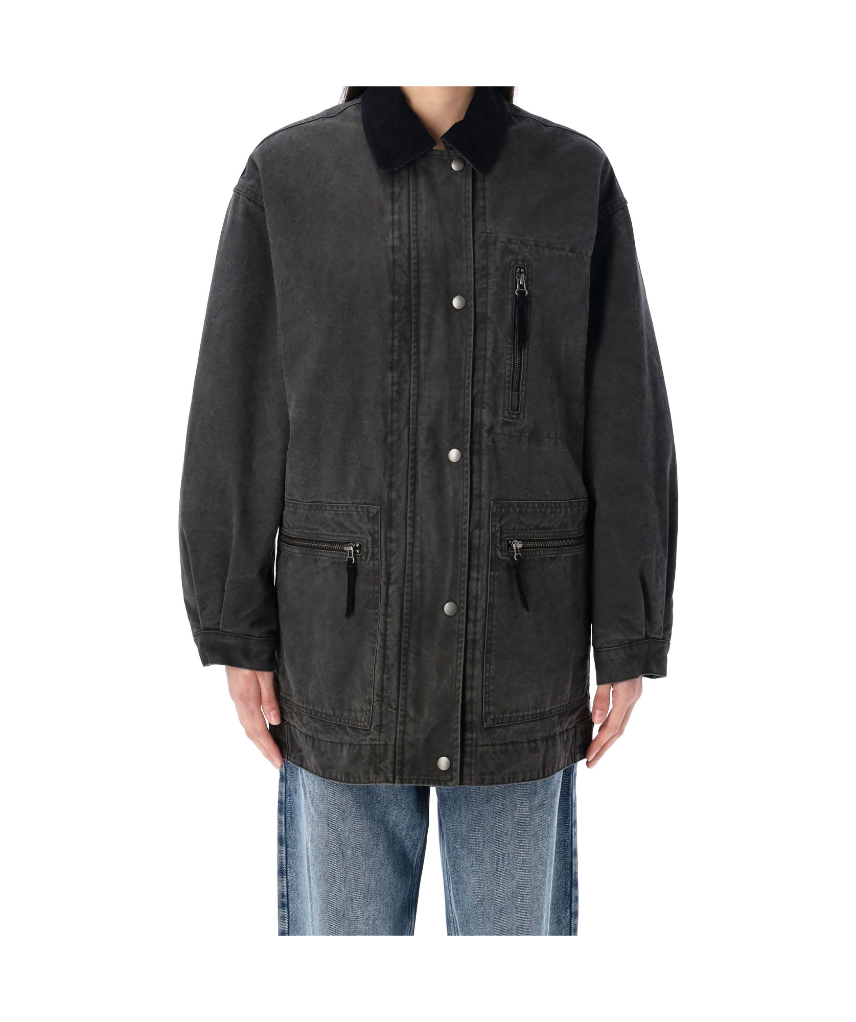 Isabel Marant Étoile Kimelia Coated Cotton Jacket In Black