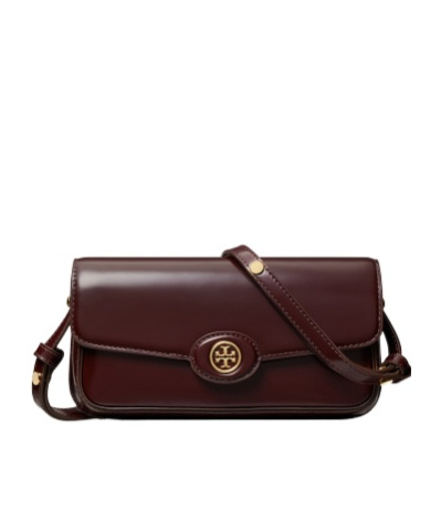 Tory Burch Robinson Spazzolato East/west Shoulder Bag In Brown