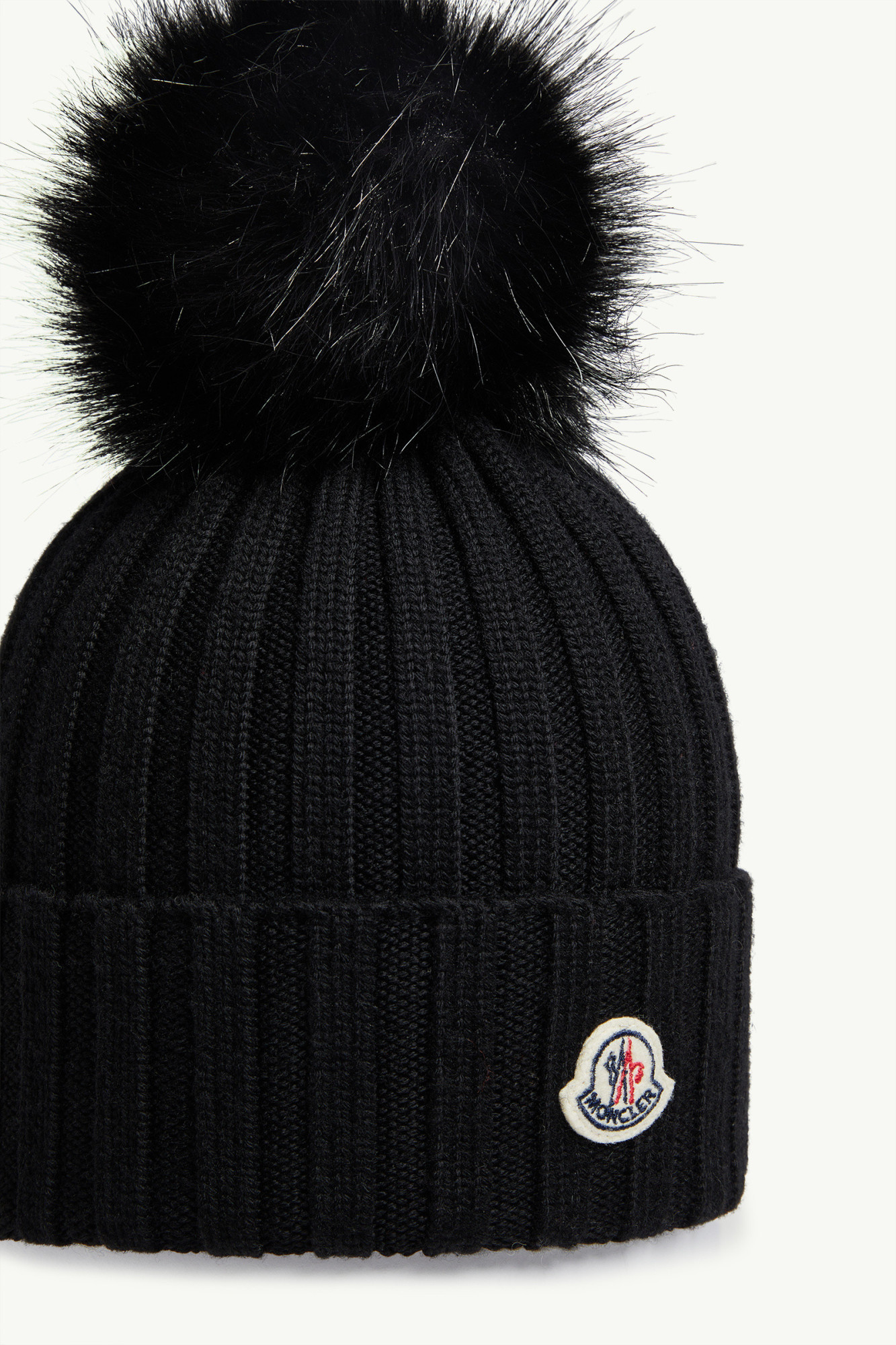 Moncler Virgin Wool And Black Cashmere Beanie Women In Black