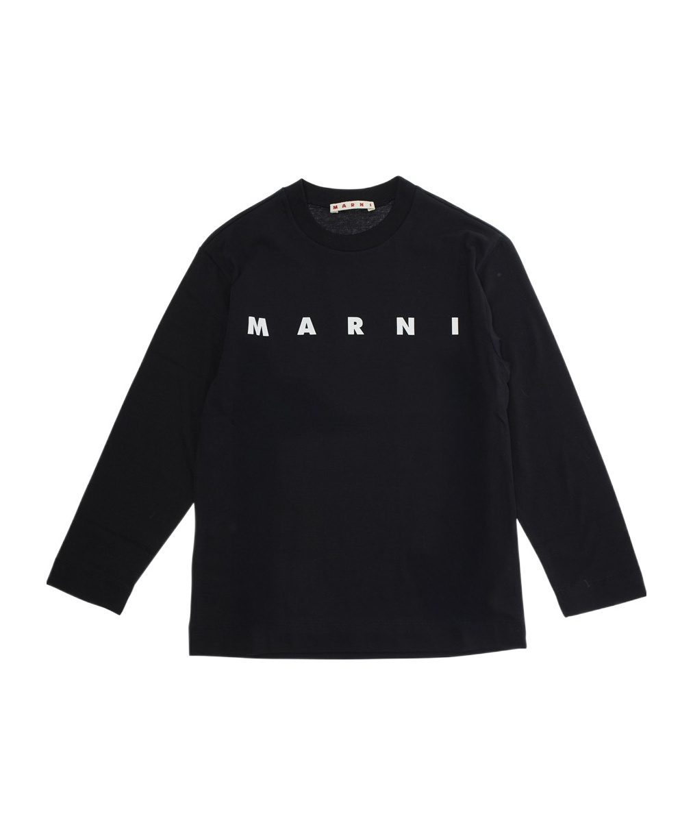 Marni Kids Long Sleeve Crew Neck T-shirt In Black