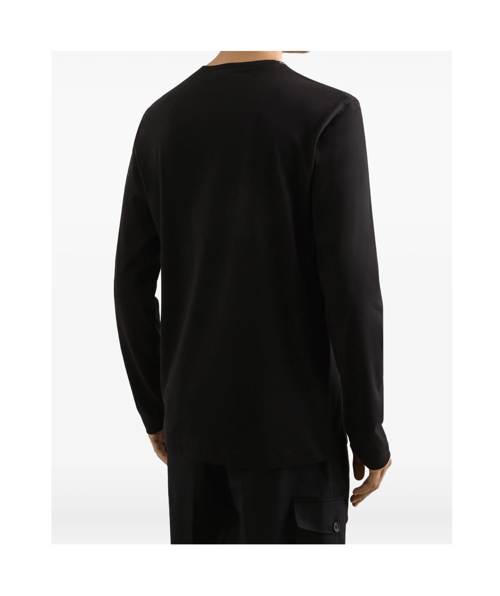 Dolce & Gabbana Cotton Crew Neck T-shirt With Long Sleeves In Black
