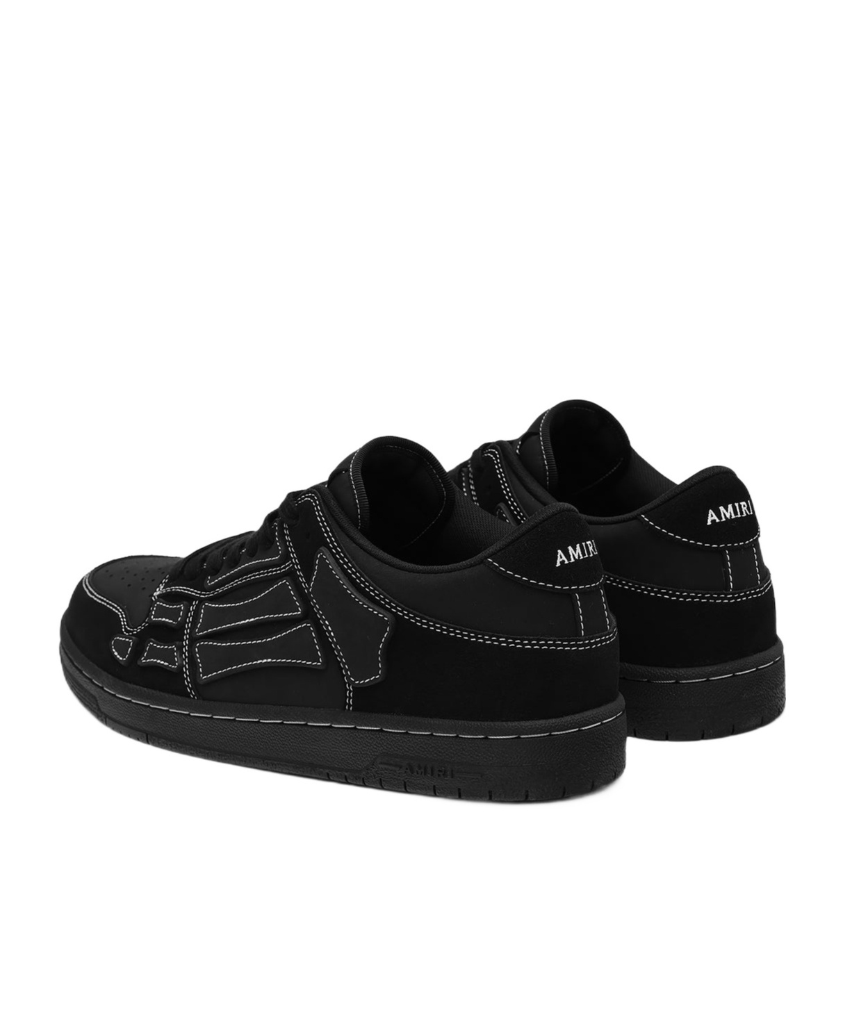 Amiri Sneaker Skel Top Low Black In Leather And Suede Men In Black