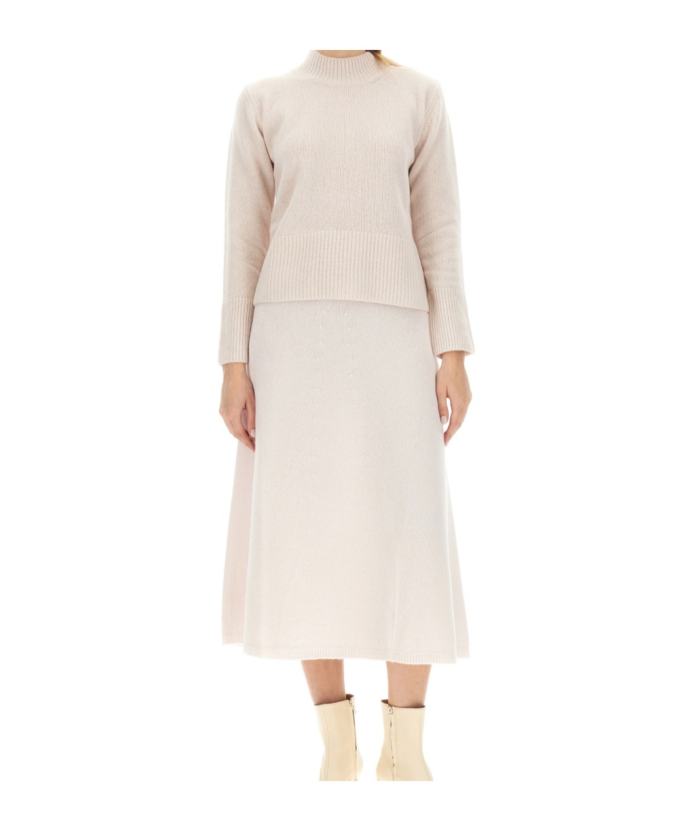 Alysi Chocolat Woman Turtleneck Light Pink Size S Virgin Wool In Ivory