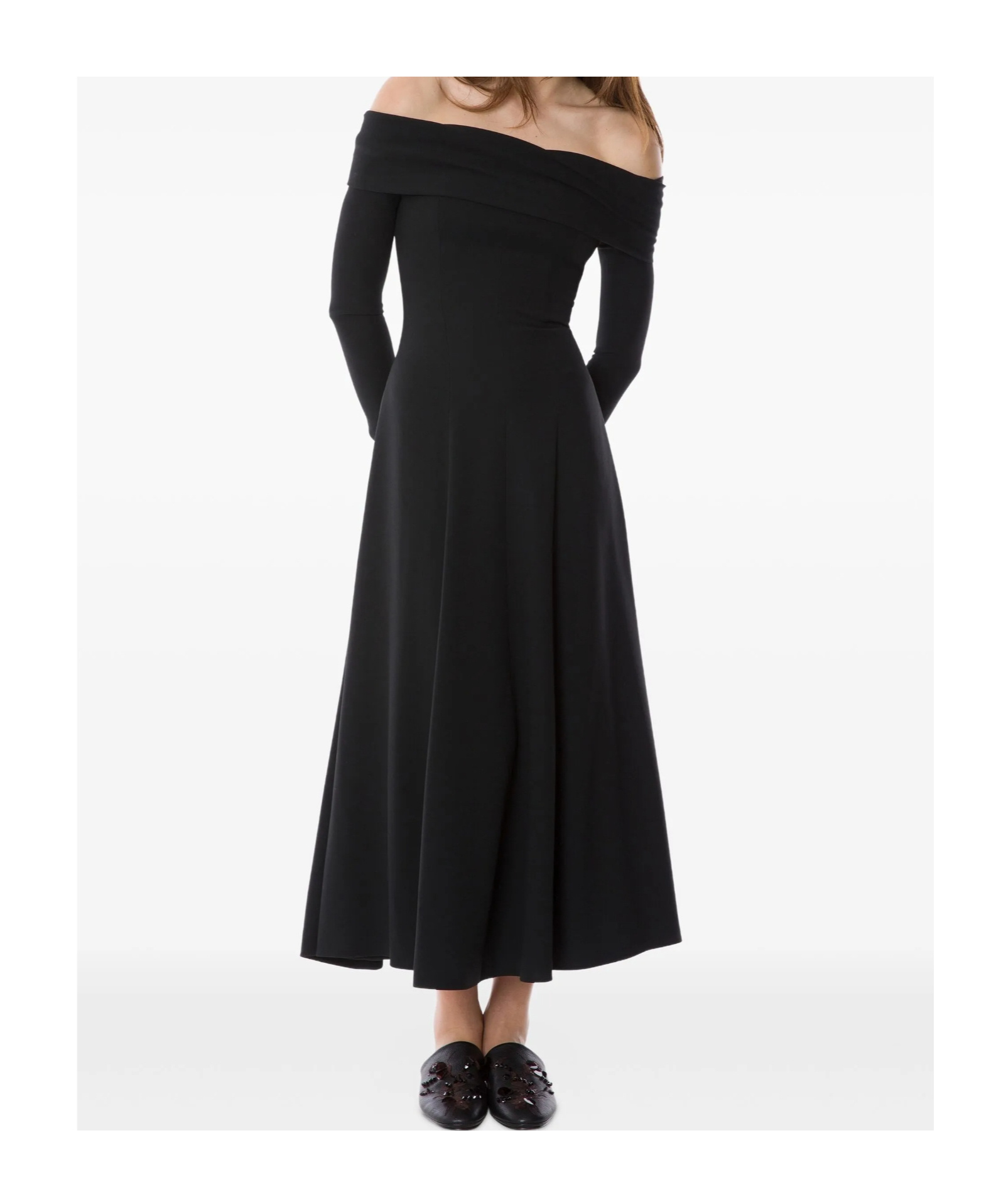Alberta Ferretti Off-the-shoulder Evening Dress In Black