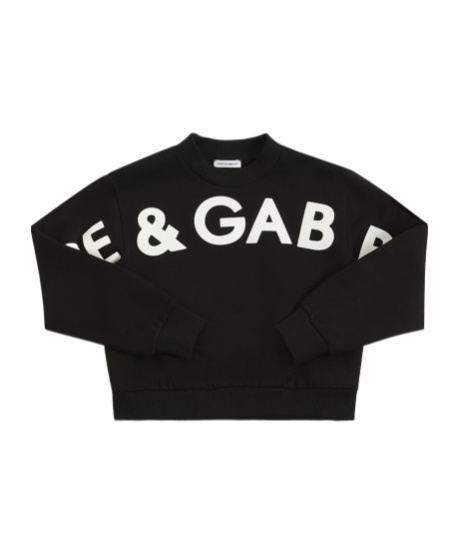 Dolce & Gabbana Babies' Logo Printed Short Style Sweater In Black