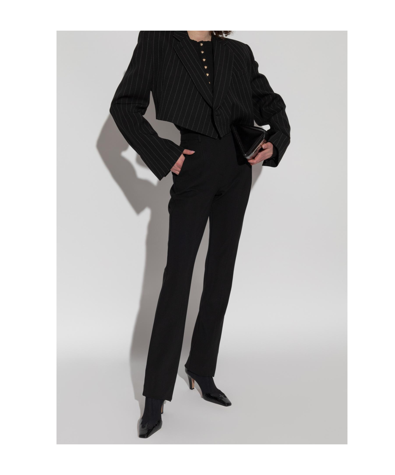Anine Bing Alessia Long Sleeve Tee In Black In Black