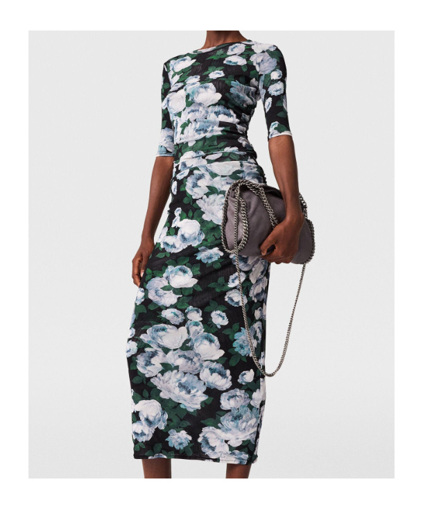 Stella Mccartney Floral Three-quarter-sleeve Mesh Top In Blue