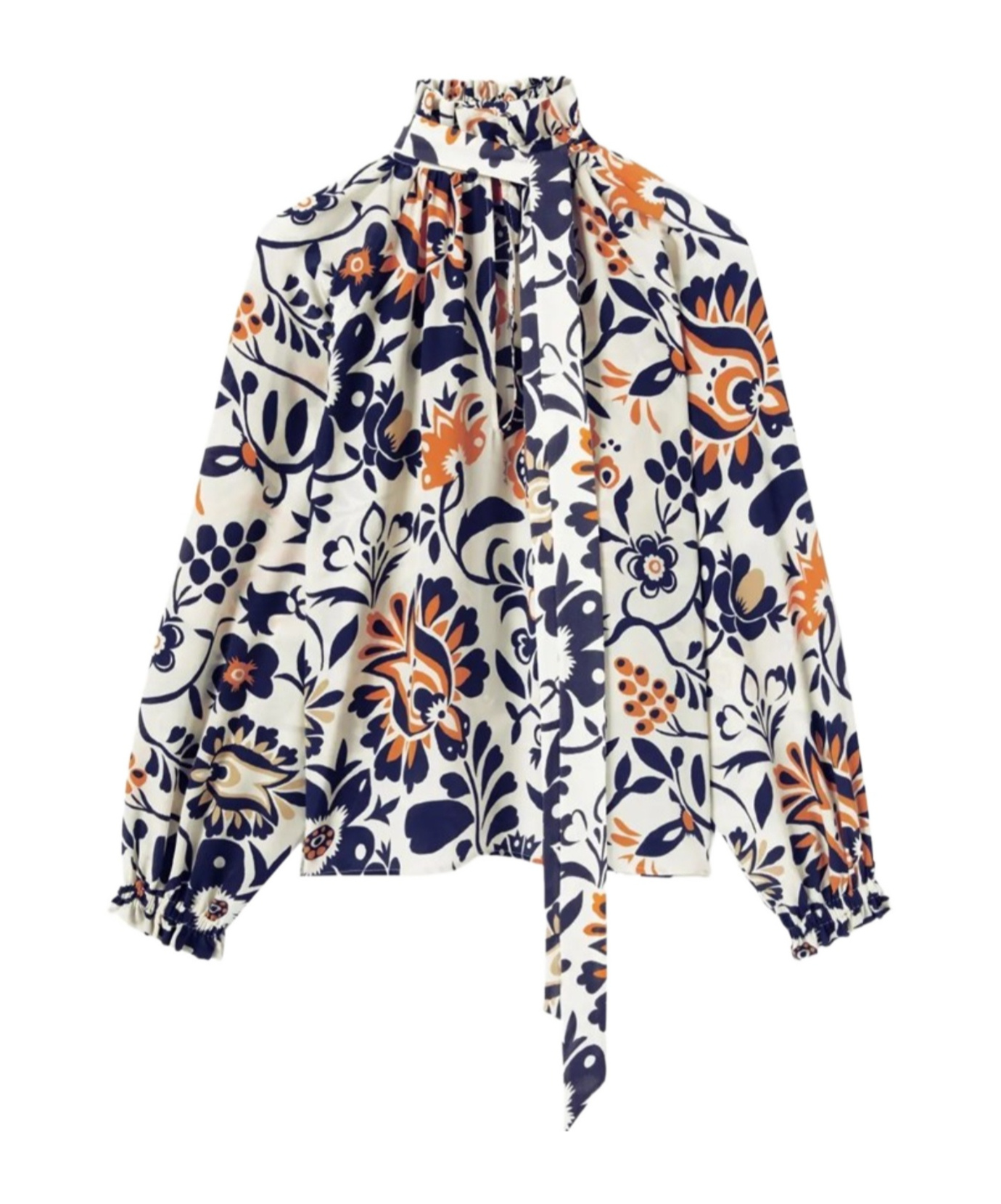 La Doublej Cerere Ruffled High-neck Blouse In Multi