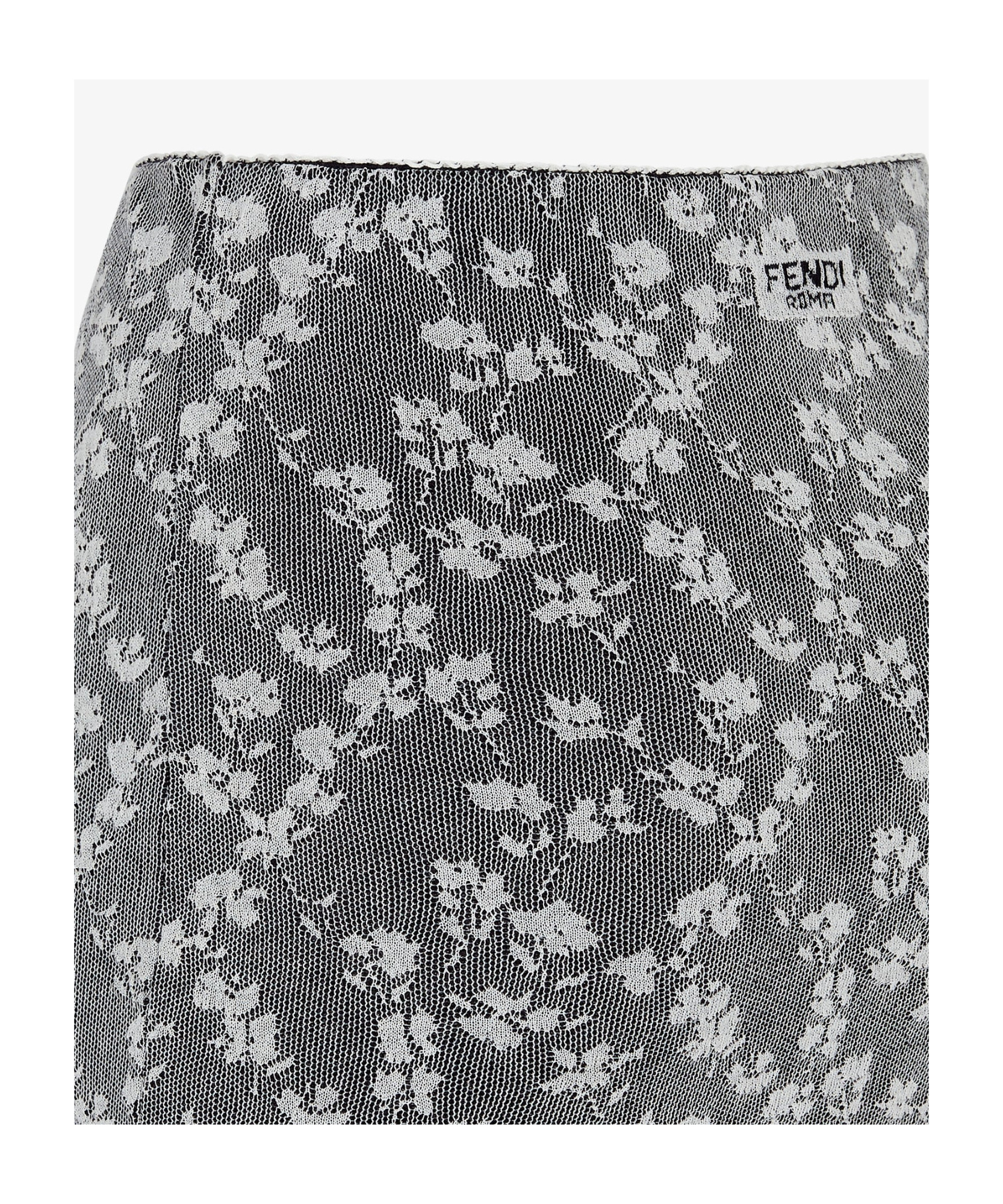 Fendi High-waisted Knit Knee-length Skirt With All-over Pattern In Black