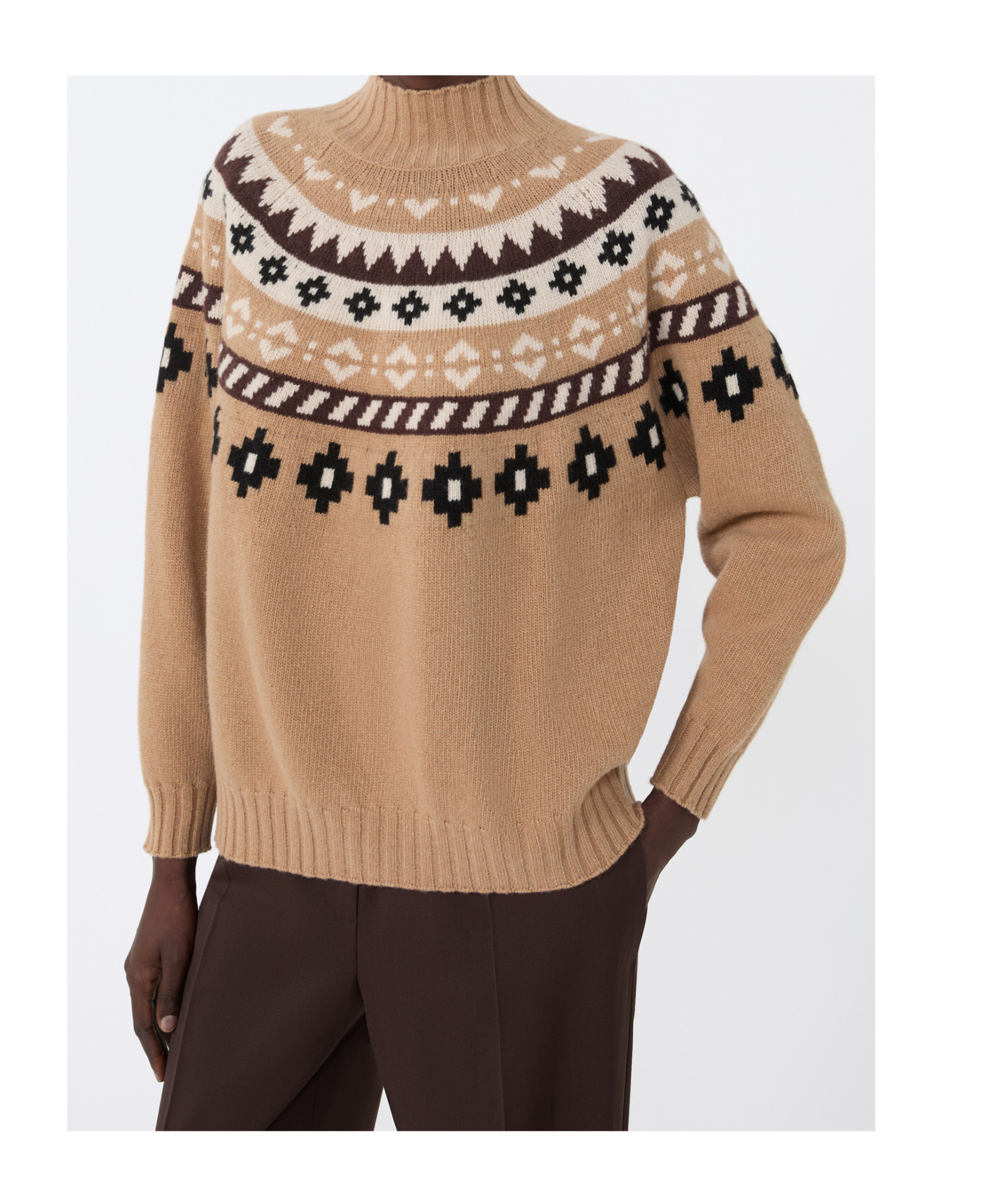 Weekend Max Mara Wool Jacquard Jumper In Brown