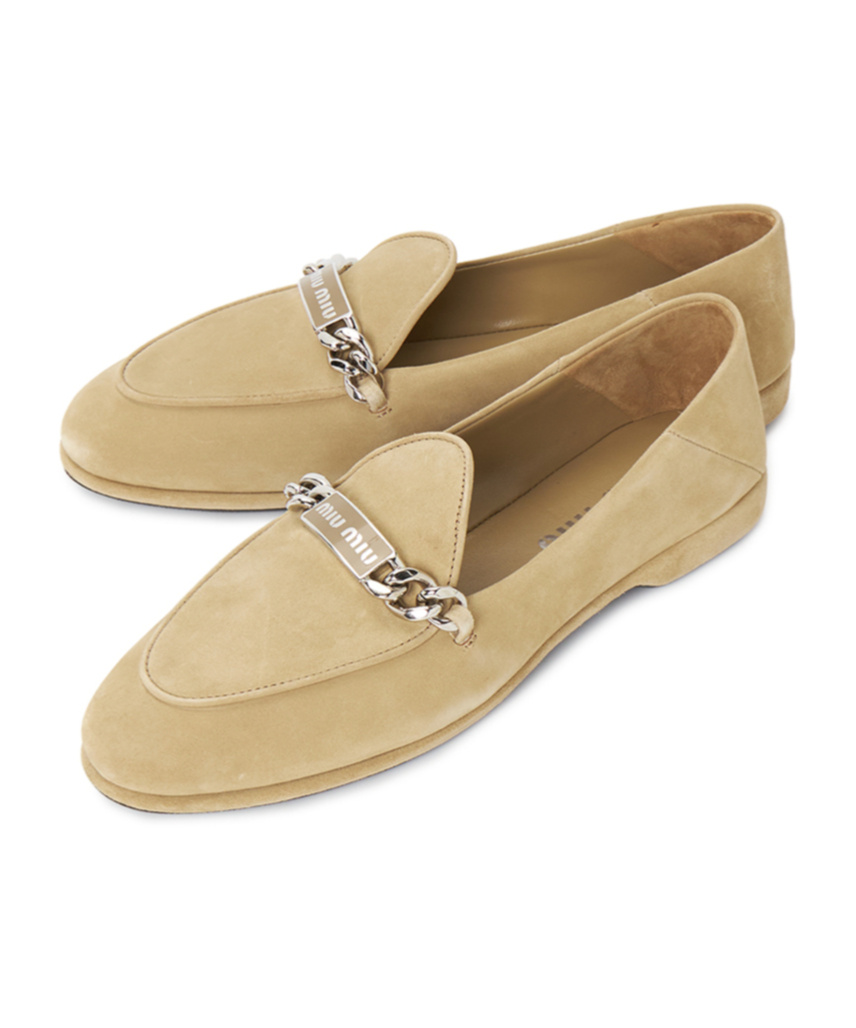 Miu Miu Round Head Loafer Shoes In Nude