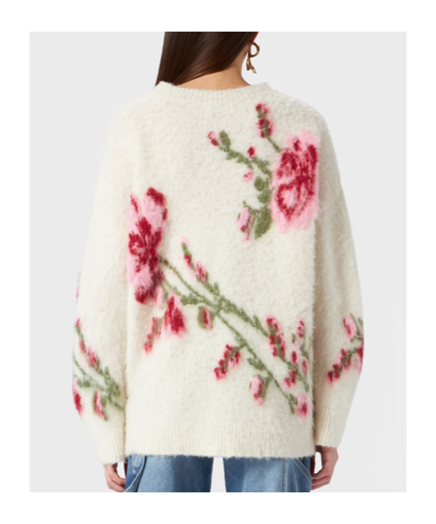 Blumarine Jacquar Crew Neck In White