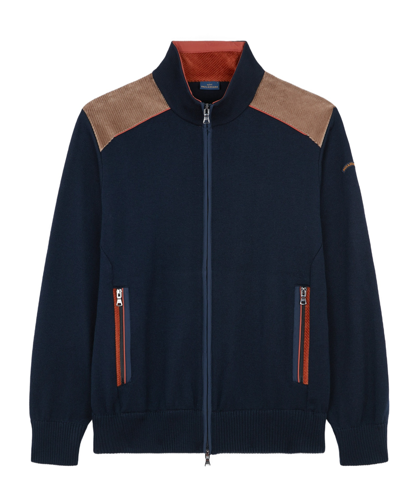 Paul & Shark High Collar Zipped Cardigan In Black