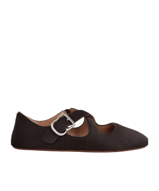 Alaïa Criss Cross Ballet Flats In Haircalf In Brown