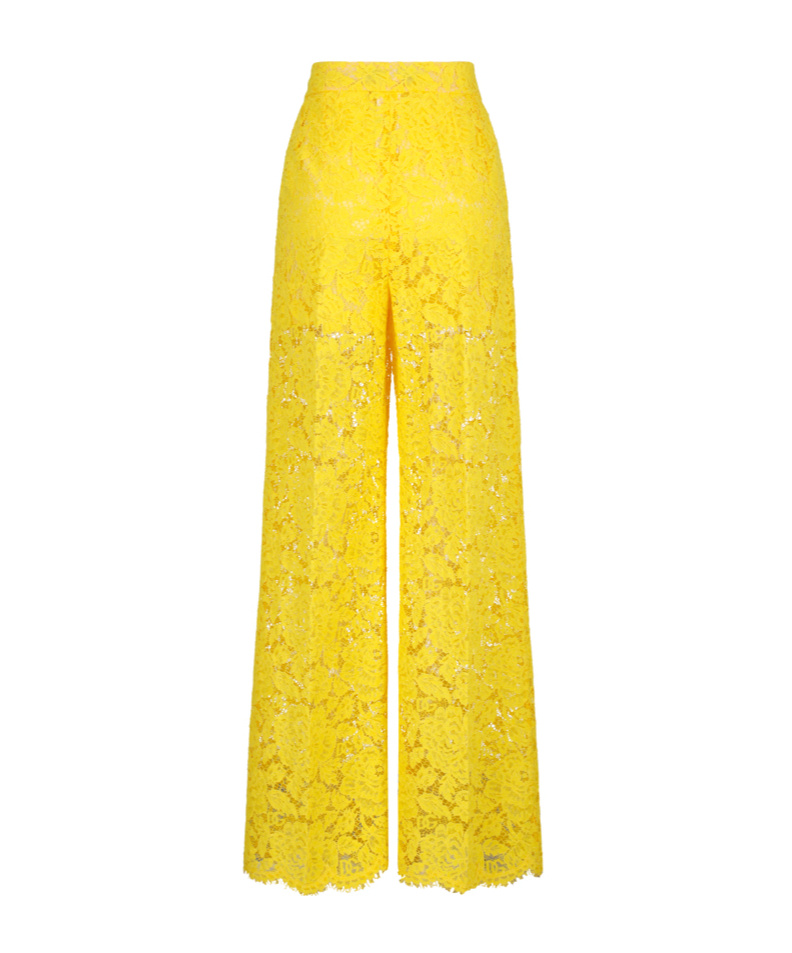 Dolce & Gabbana Lace Casual Pants In Yellow